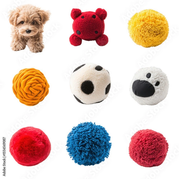 Obraz Playful pet toys collection transparent background cutouts png format fun colorful environment