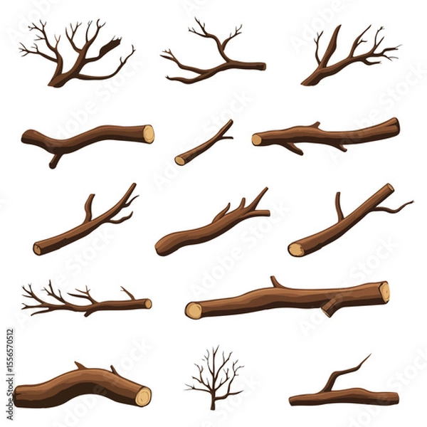 Fototapeta Bare tree branch silhouettes, Black branches without leaves