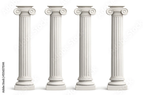 Obraz White marble pillars isolated on transparent background