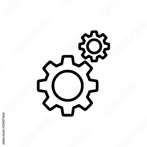 Fototapeta Gear icon illustration in minimalist style with black lines - Concept of outline icon  