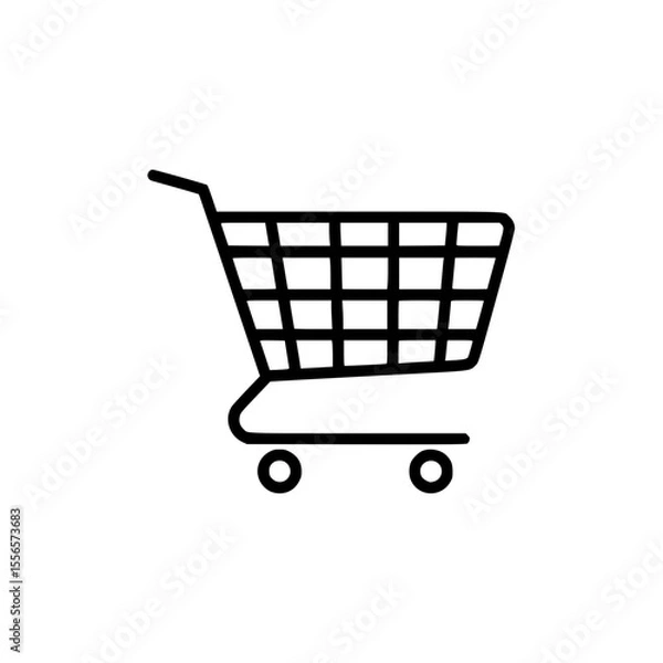 Fototapeta Shopping cart outline icon in minimalistic design  