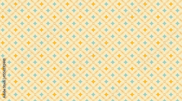 Fototapeta Classic Retro Diamond Pattern, Vintage Geometric Tile, Seamless Vector Background