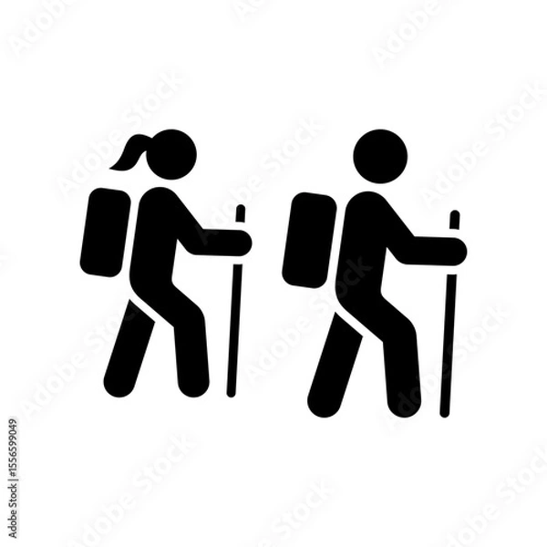 Obraz Hiking icon. Walking. Public footpath. Trail. Vector icon isolated on white background.