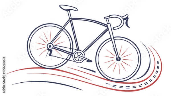 Obraz Stylized Road Bicycle with Curved Lines Depicting Movement.