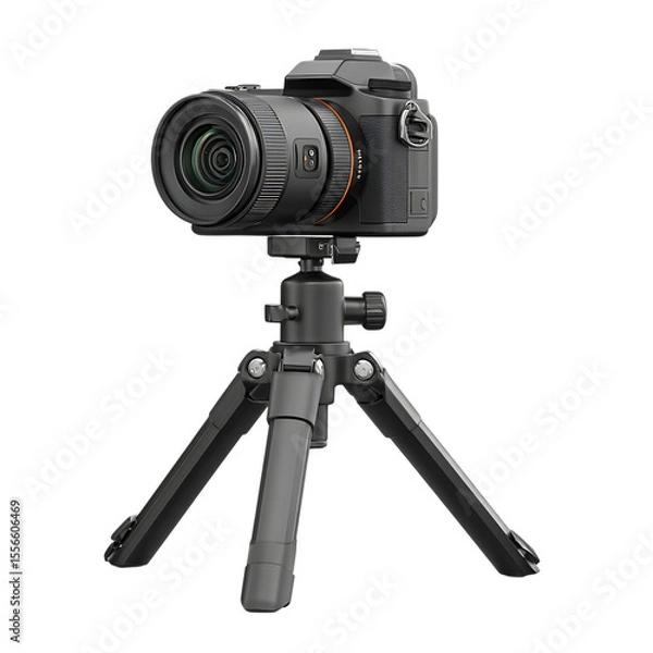 Fototapeta Camera on Tripod Professional Photography Setup on transparent Background