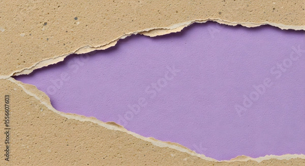 Obraz Torn textured cardboard reveals a vibrant violet background creating an abstract, artistic and colorful pattern, offering unique visual interest.