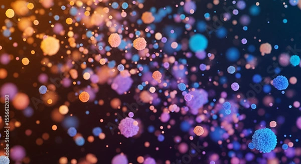 Fototapeta Abstract visualization of vibrant glowing particles. Futuristic concept for science, technology, or medical research background.