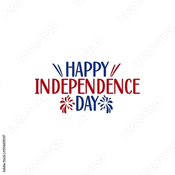 Fototapeta Independence Day 4th of July typography clip art design on plain white transparent isolated background for card, shirt, hoodie, sweatshirt, apparel, tag, mug, icon, poster or badge