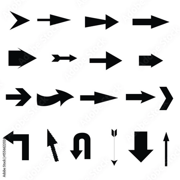 Obraz arrow icon set isolated on white background. Vector illustration.