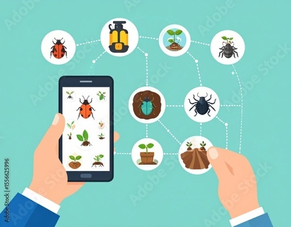 Fototapeta Exploring Insect Identification and Pest Control with Mobile Technology and Plants