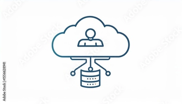 Fototapeta Cloud Computing Concept with Person Icon and Data Storage Representation