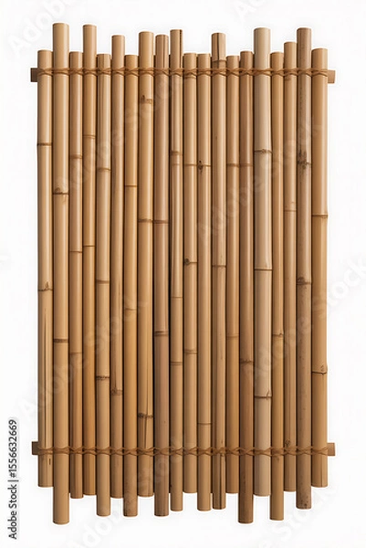 Fototapeta Vertical bamboo paneling, natural color.
