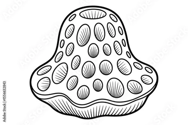 Fototapeta Ornate, hollow, mushroom-shaped object, detailed design.
