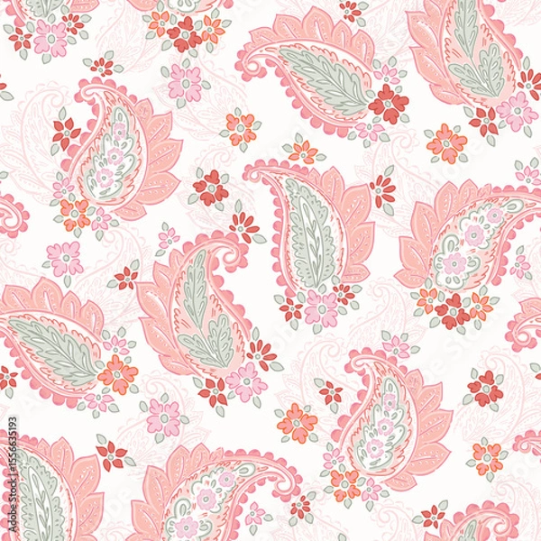 Obraz Pink and Red Paisley Design Traditional Floral Pattern