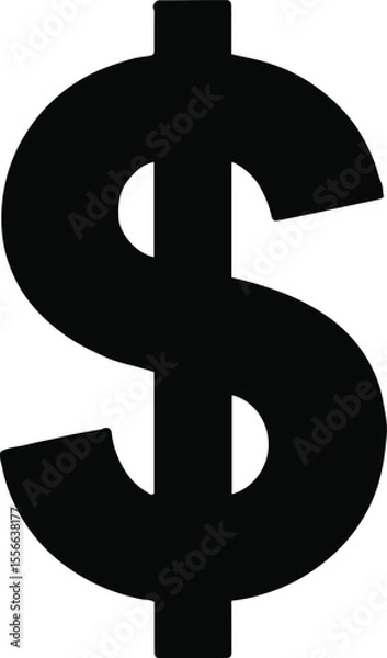 Fototapeta A bold black dollar sign against a light beige background with simple and minimalist design elements