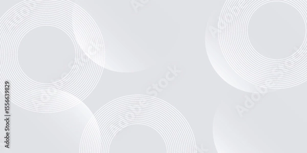 Fototapeta White geometric abstract background overlap layer on bright space with lines effect decoration., vector illustration