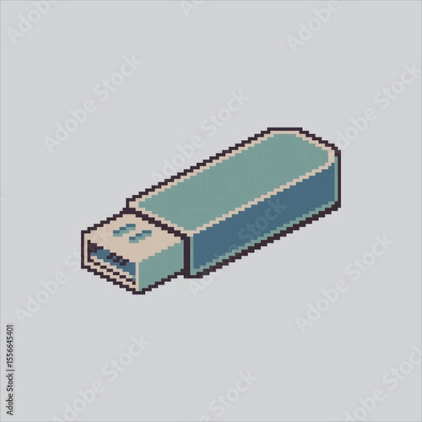 Fototapeta Pixel art illustration Flashdrive usb. Pixelated USB Flashdisk.  Usb flashdisk drive Icon pixelated for the pixel art game and icon for website and video game. old school retro.
