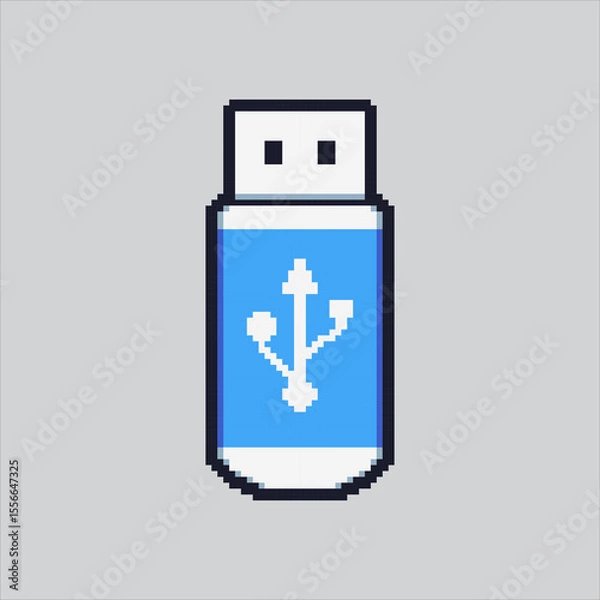 Fototapeta Pixel art illustration Flashdrive usb. Pixelated USB Flashdisk.  Usb flashdisk drive Icon pixelated for the pixel art game and icon for website and video game. old school retro.
