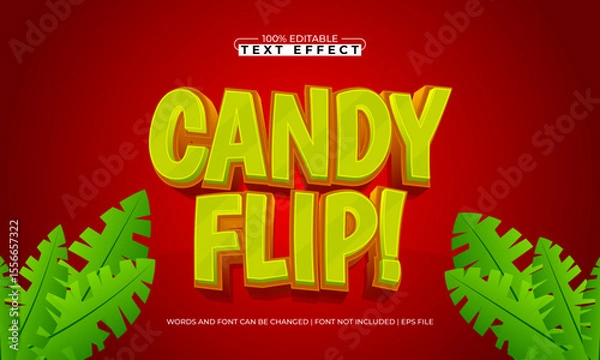 Fototapeta candy flip editable text effect with a gaming and play text style