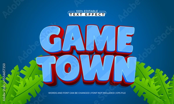 Fototapeta game town editable text effect with a gaming and play text style