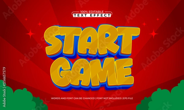 Fototapeta start game editable text effect with a gaming and play text style