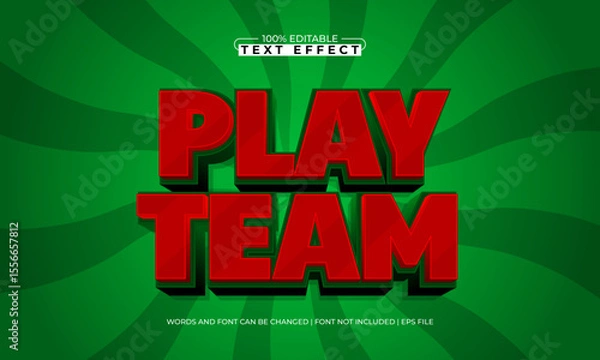 Fototapeta play team editable text effect with a gaming and play text style