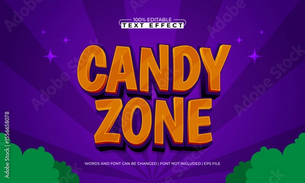 Fototapeta candy zone editable text effect with a gaming and play text style