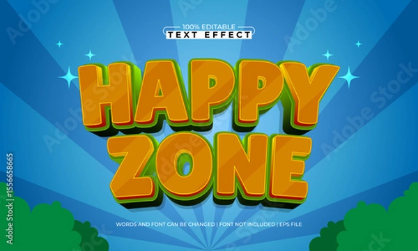 Fototapeta happy zone editable text effect with a gaming and play text style