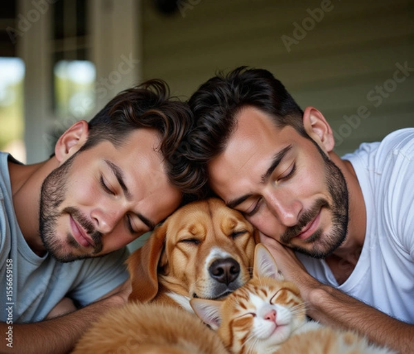 Fototapeta couple with dog
