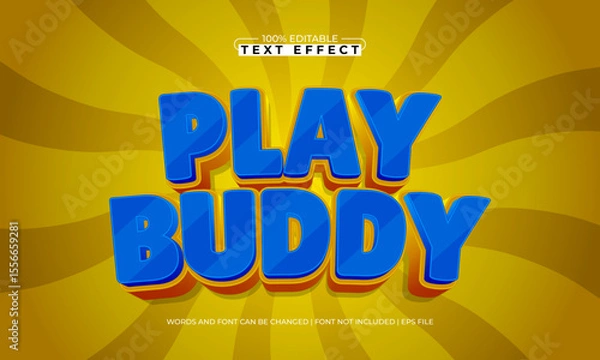 Fototapeta play buddy editable text effect with a gaming and play text style