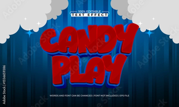 Fototapeta candy play editable text effect with a gaming and play text style