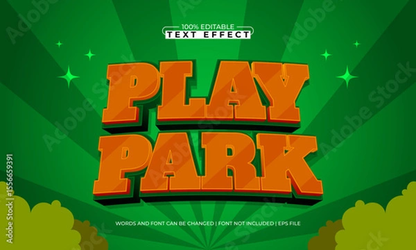 Fototapeta play park editable text effect with a gaming and play text style