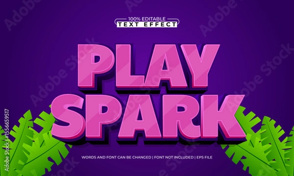 Fototapeta play spark editable text effect with a gaming and play text style