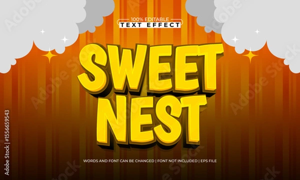 Fototapeta sweet nest editable text effect with a gaming and play text style