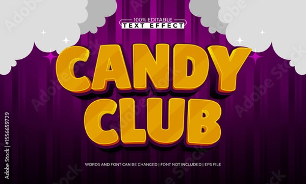 Fototapeta candy club editable text effect with a gaming and play text style