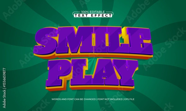Fototapeta smile play editable text effect with a gaming and play text style