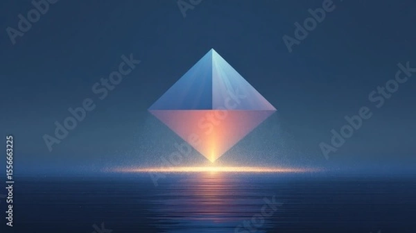 Fototapeta Geometric pyramid on water
