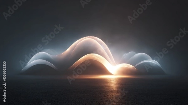Fototapeta Glowing abstract digital mountains