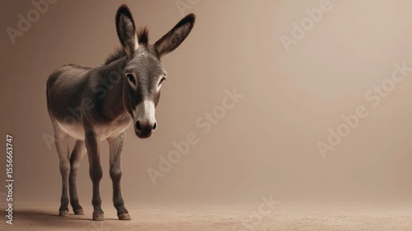 Fototapeta Grey donkey studio portrait
