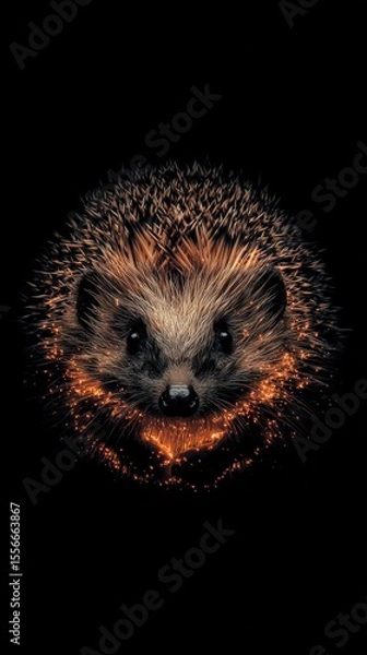 Fototapeta Hedgehog portrait dark background