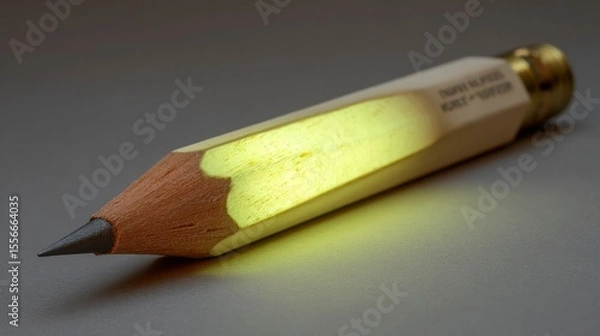 Fototapeta Illuminated pencil on gray background conceptual illustration