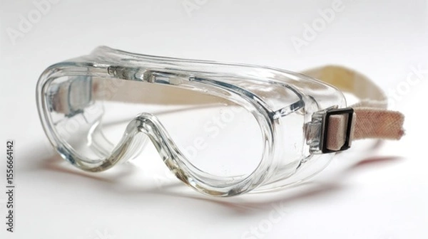 Fototapeta Isolated clear safety goggles for eye protection on white background