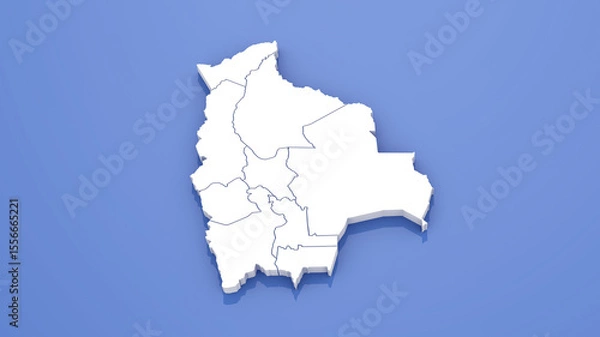Fototapeta Bolivia Map with State Borders on Blue Background. 3D Render.