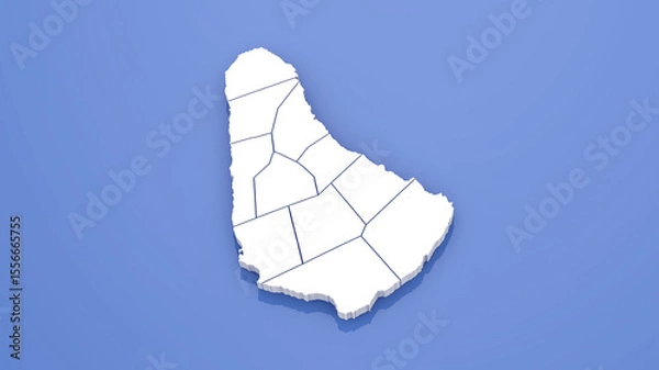 Fototapeta Barbados Map with State Borders on Blue Background. 3D Render.