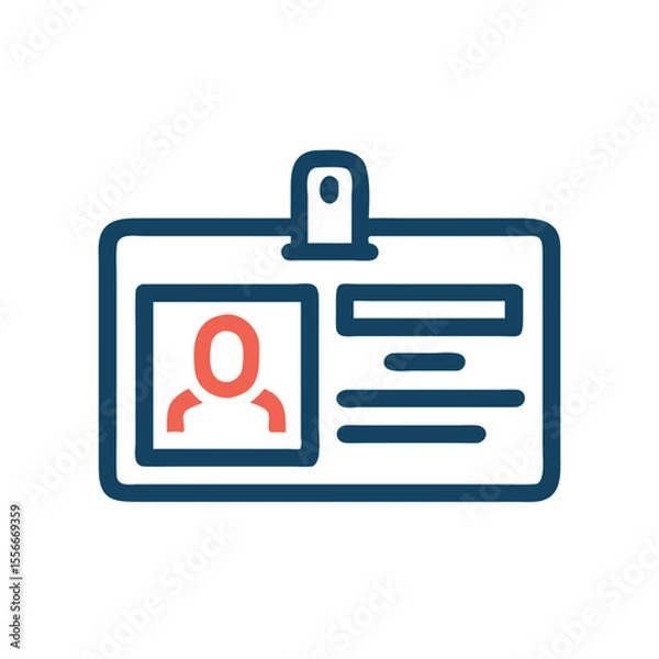 Fototapeta Simple blue and red employee ID badge icon on a black background illustration