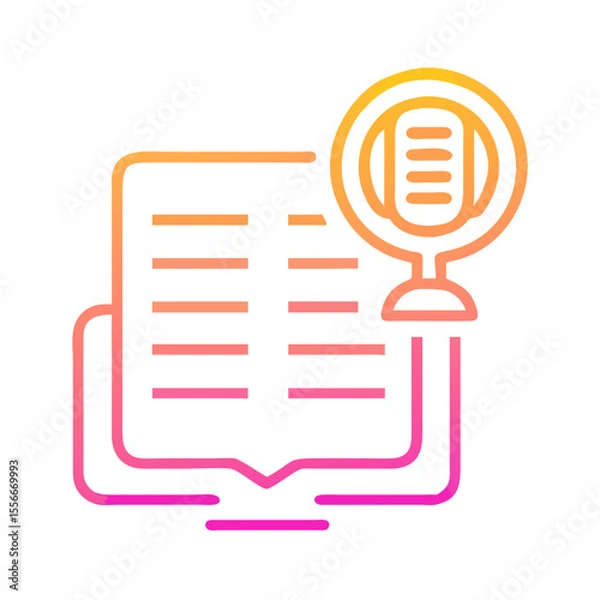 Fototapeta Podcast Recording Illustration with Book and Microphone Graphic for Content Creation