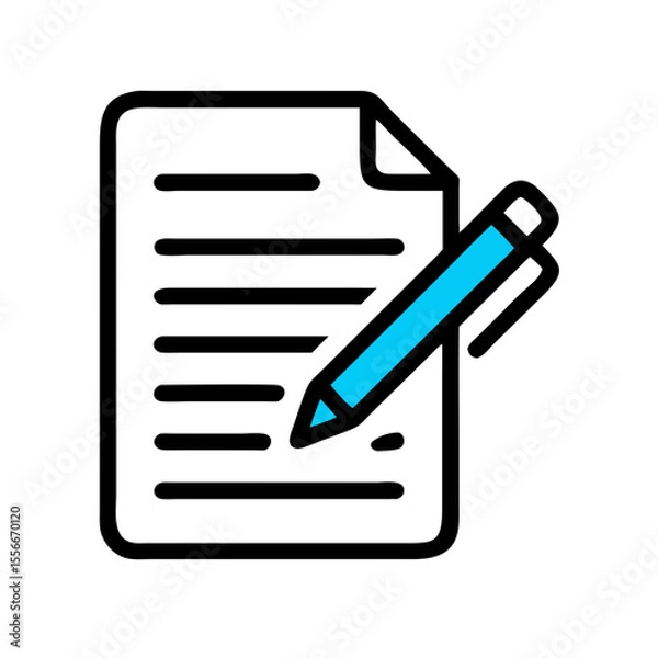 Fototapeta Cyan pencil against black backdrop symbolizing creativity, writing, and design concept