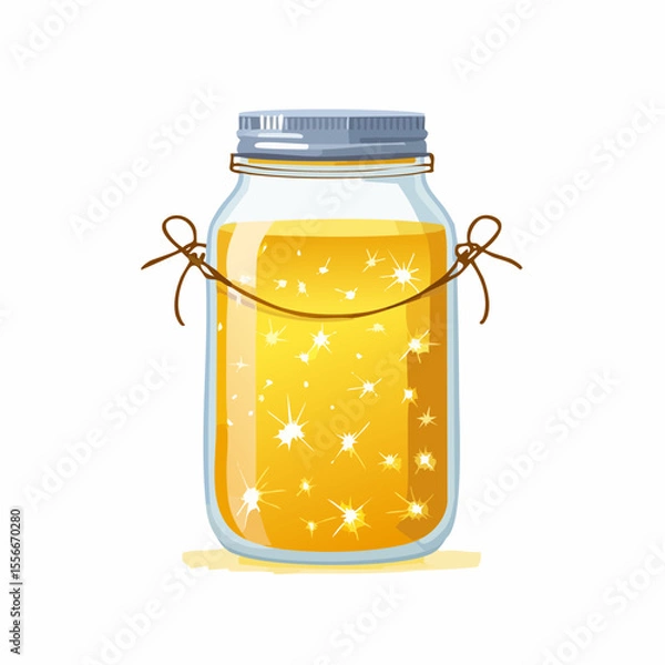 Obraz A mason jar filled with fireflies glowing inside
