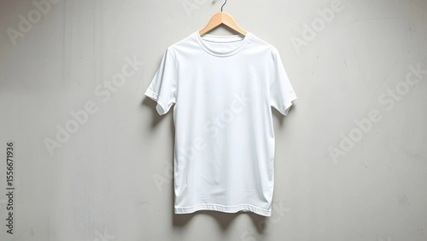 Fototapeta Plain white t-shirt with a subtle texture, ideal for clean and simple branding.