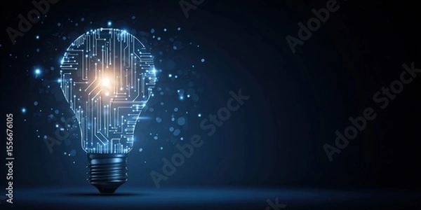 Obraz Glowing Circuit Lightbulb Design